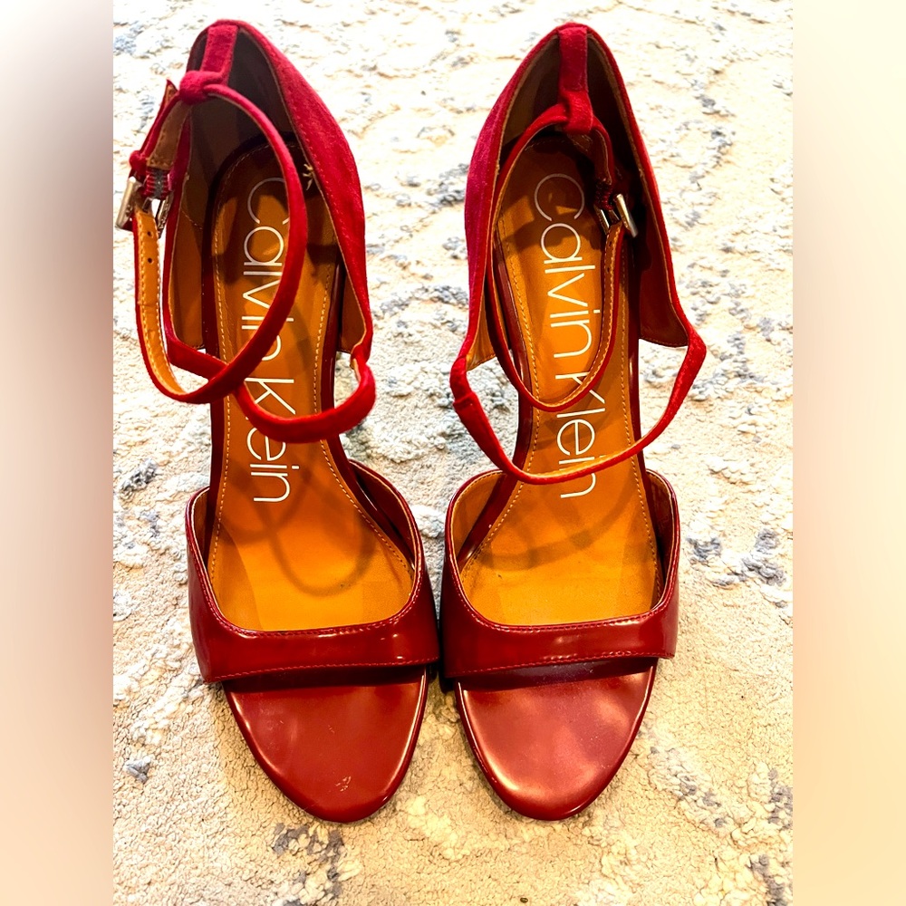 Calvin Klien deep red sexy heel size 8